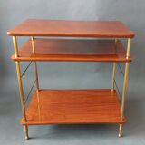 Table with three trays in solid mahogany and gilded brass 1950.
