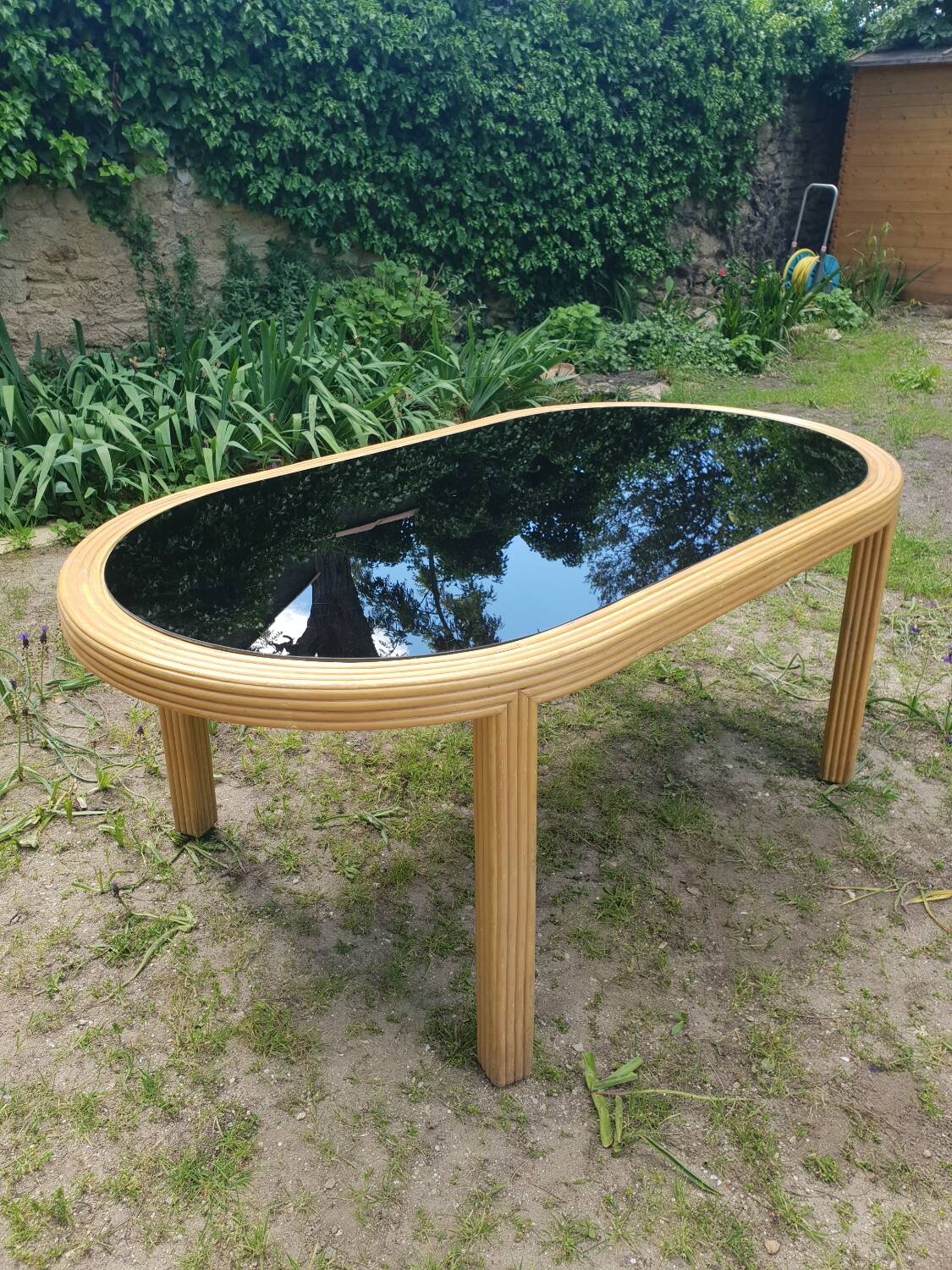 Rattan dining table 1980