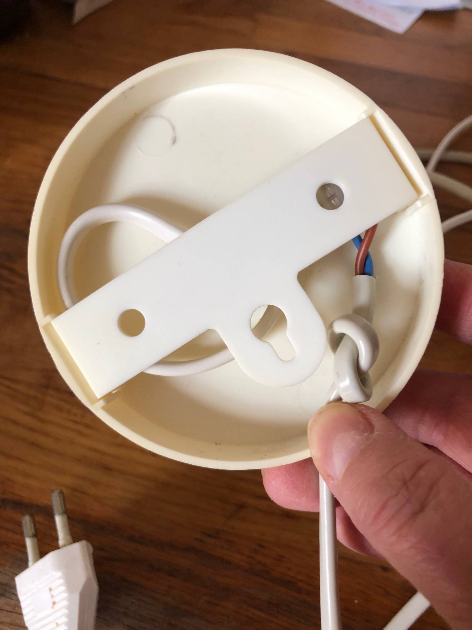 Vintage spotlight, off-white, ABS plastic, 70s