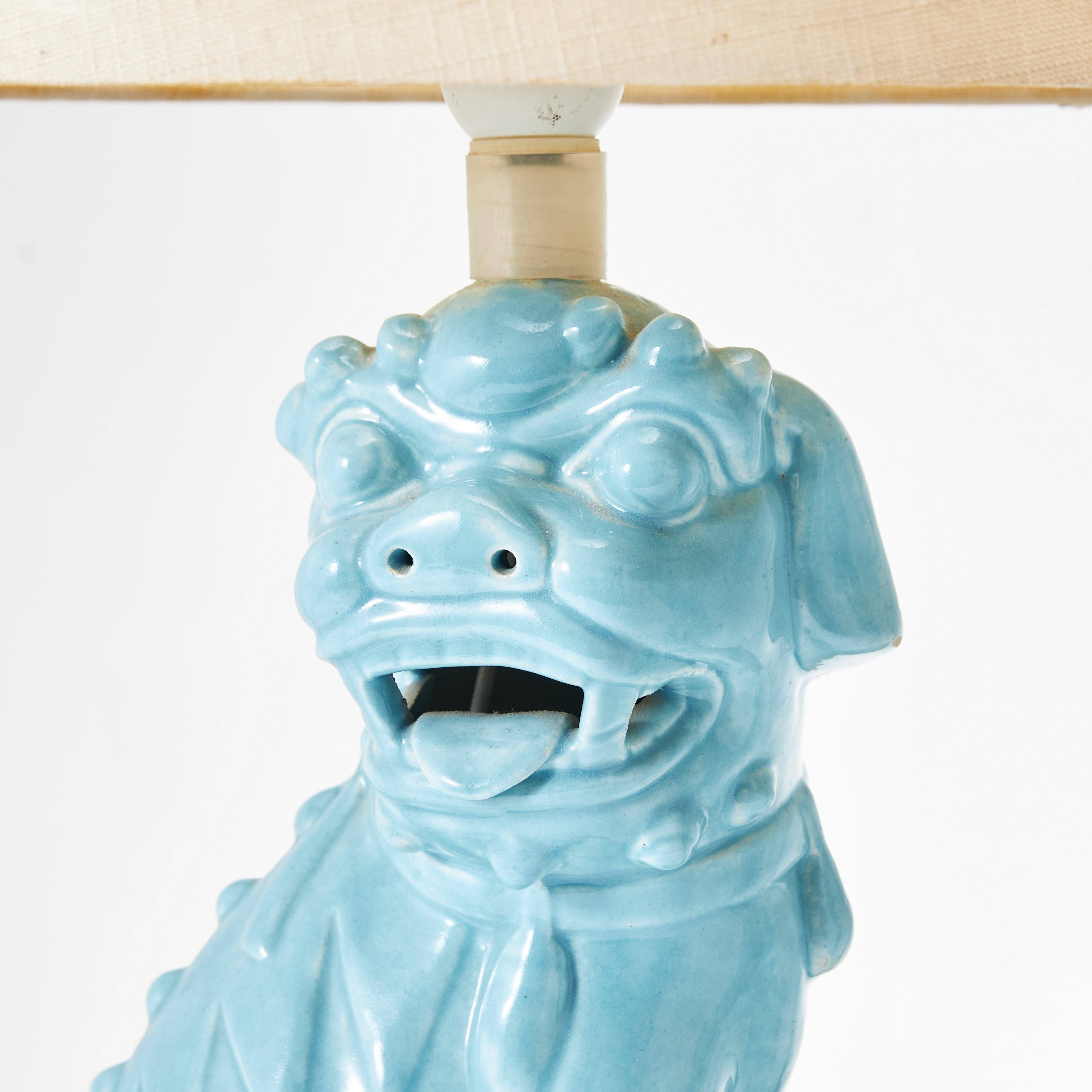 The William Billy Haines style Chinese Fu Dog table lamps circa 1970.