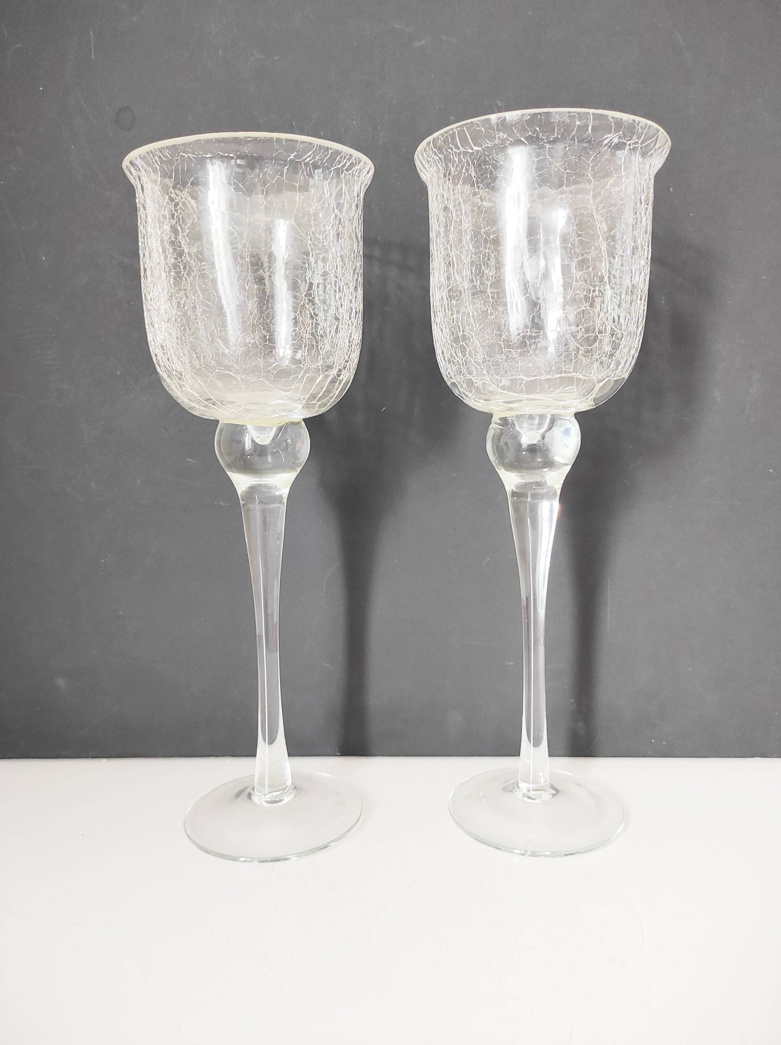 Two cracked glass lanterns 30.5 cm