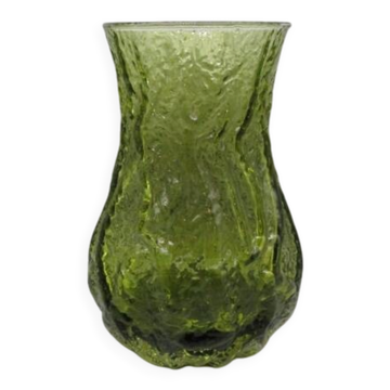Vintage green glass vase