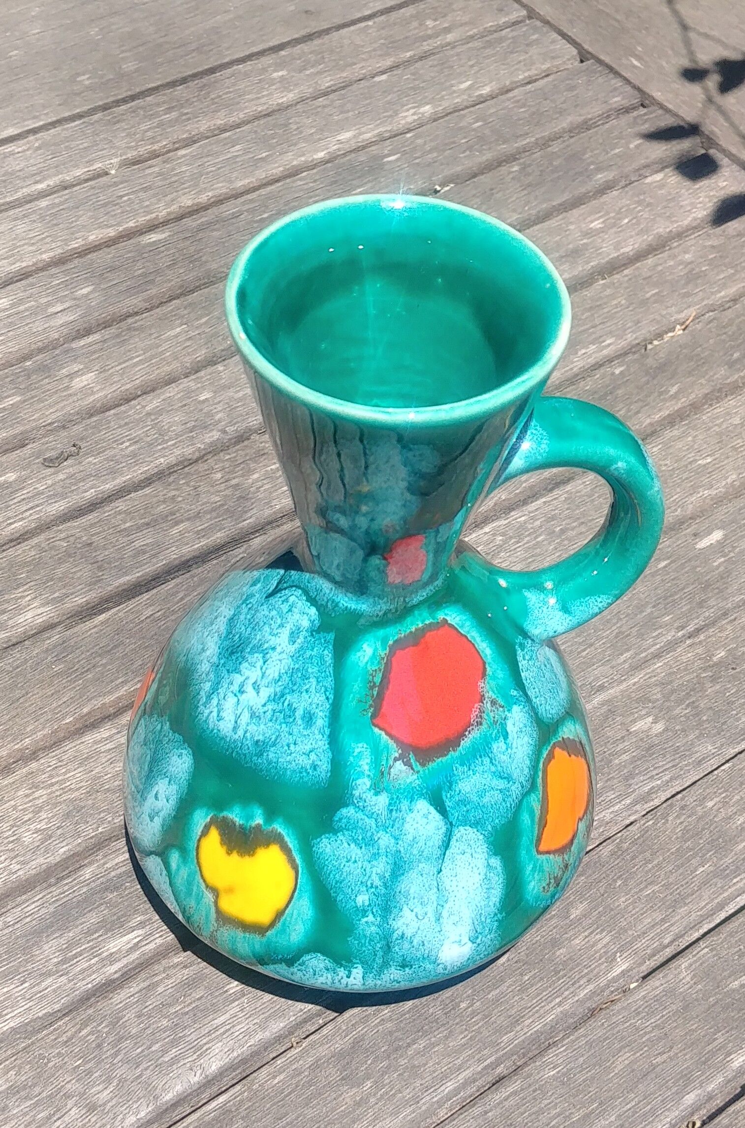 Small vase in glazed ceramic Vintage 60s signed Elise