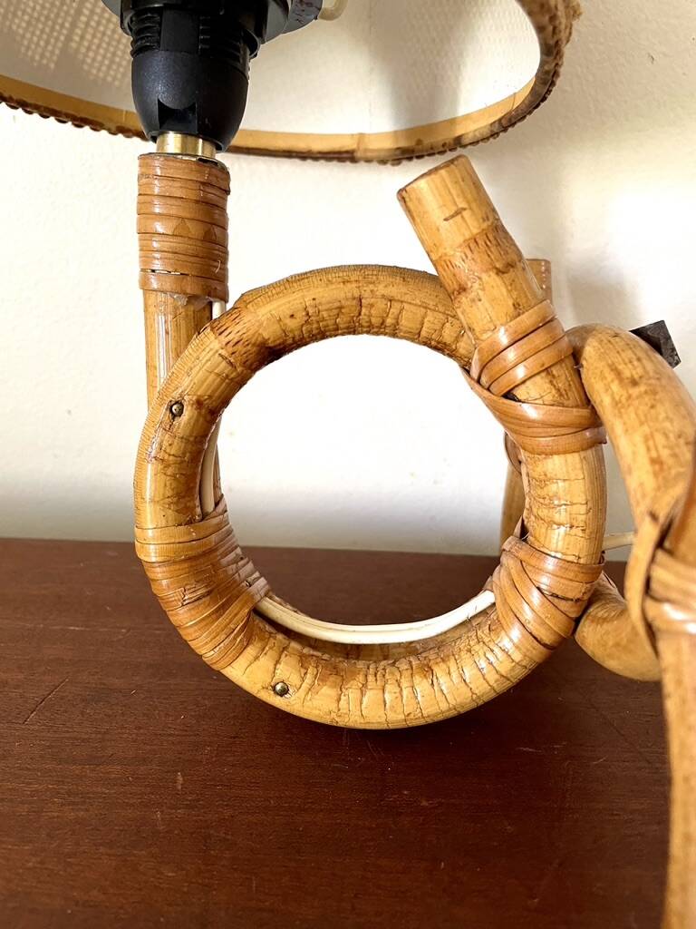 Rattan wall light by Louis Sognot 1960