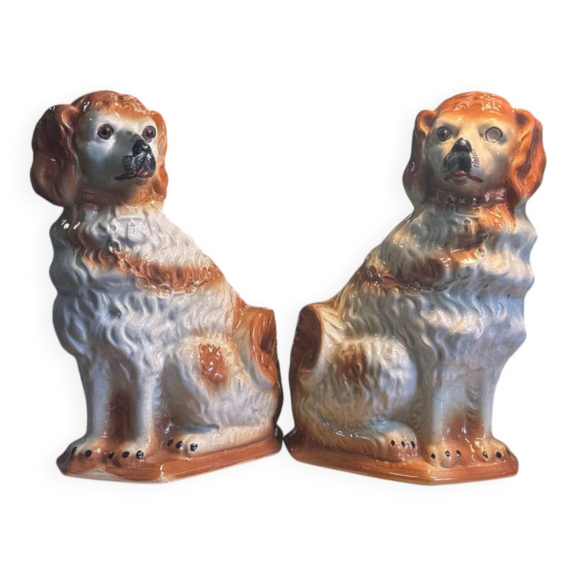 Set of 2 Dog Statues – Staffordshire – Ornament – Vintage Pair