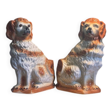 Set of 2 Dog Statues – Staffordshire – Ornament – Vintage Pair