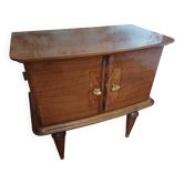 varnished wooden bedside table from the 1970s