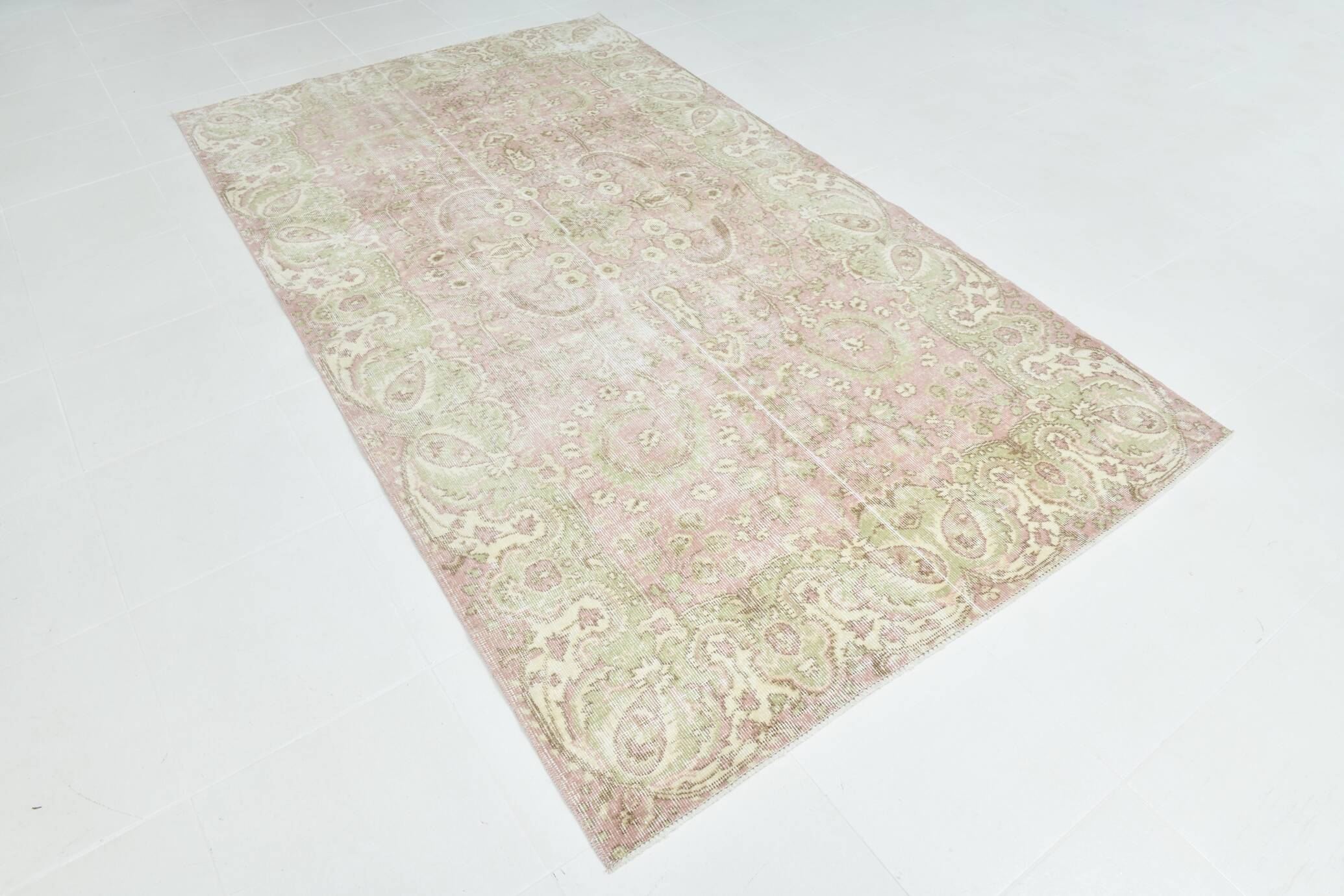 5x9 Light Red Green Vintage Area Rug, 160x274Cm SK 21509