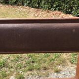 Duo of vintage church benches in solid beech