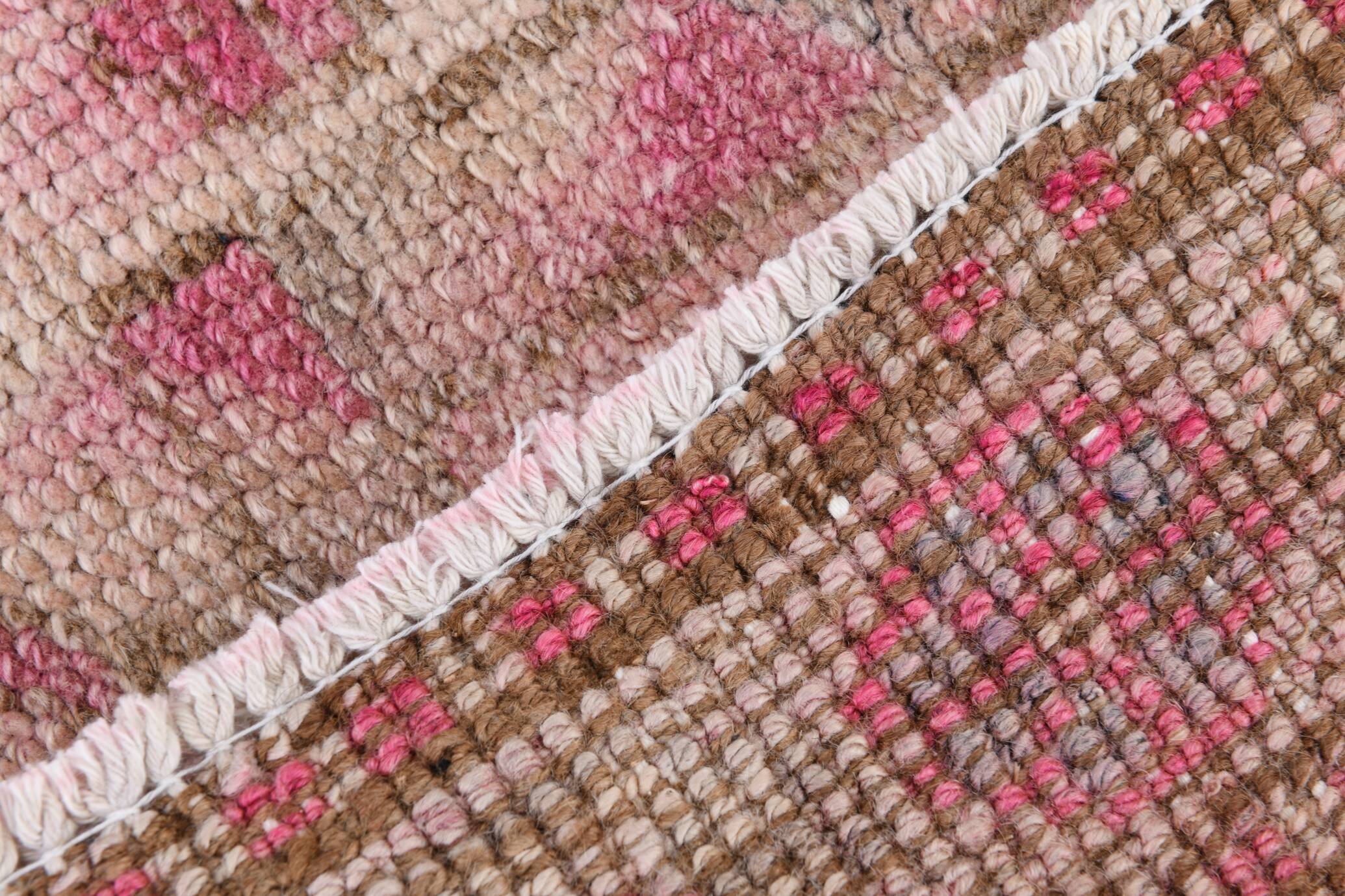 3x12 Soft Pink & Brown Turkish Runner Rug, 86x374CM