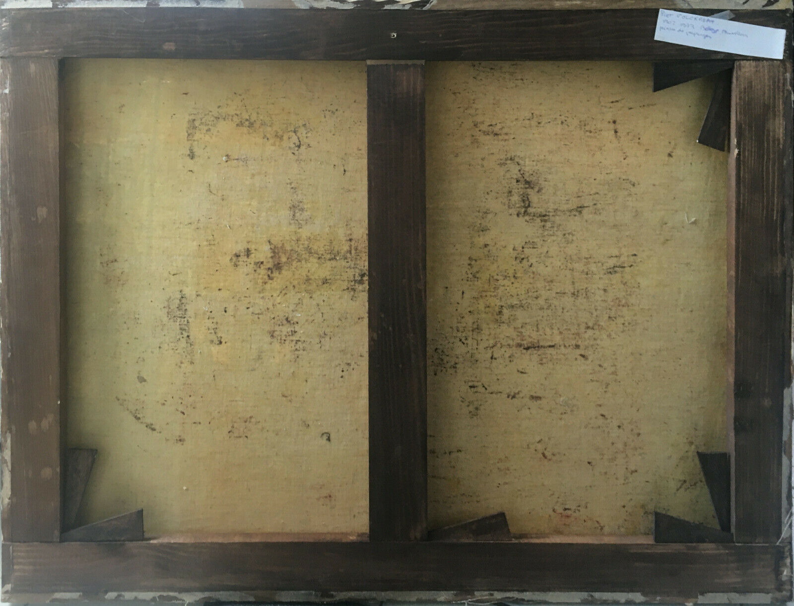 Painting Piet VOLCKAERT (1902-1973) HST Docked boats with urban marine crane