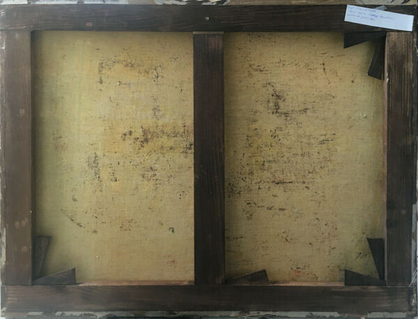 Tableau piet volckaert (1902-1973) hst bateaux à quai avec grue marine urbaine