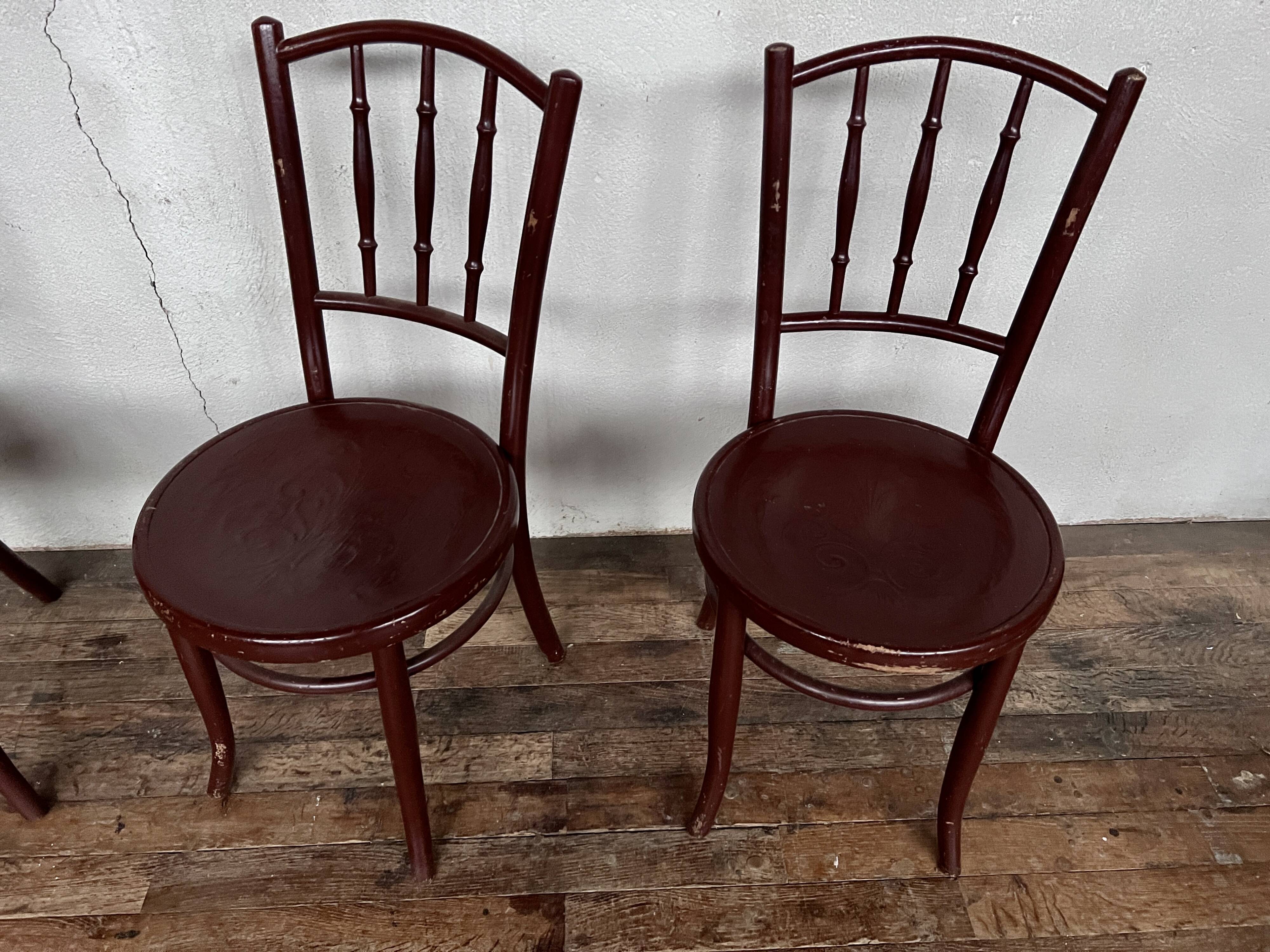Series 4 wooden chairs 1950 fischel