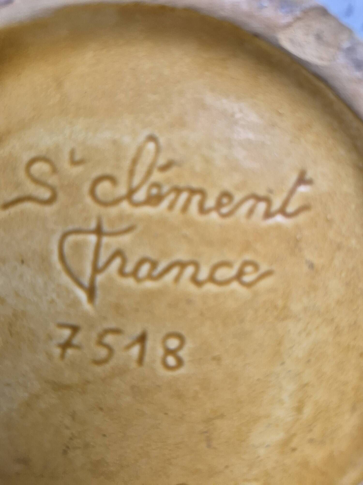 Vintage ochre yellow earthenware jug – Saint-Clément no. 7518 – Vase carafe