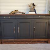Pièce unique, Buffet/enfilade en bois massif 3 portes, 3 tiroir noir