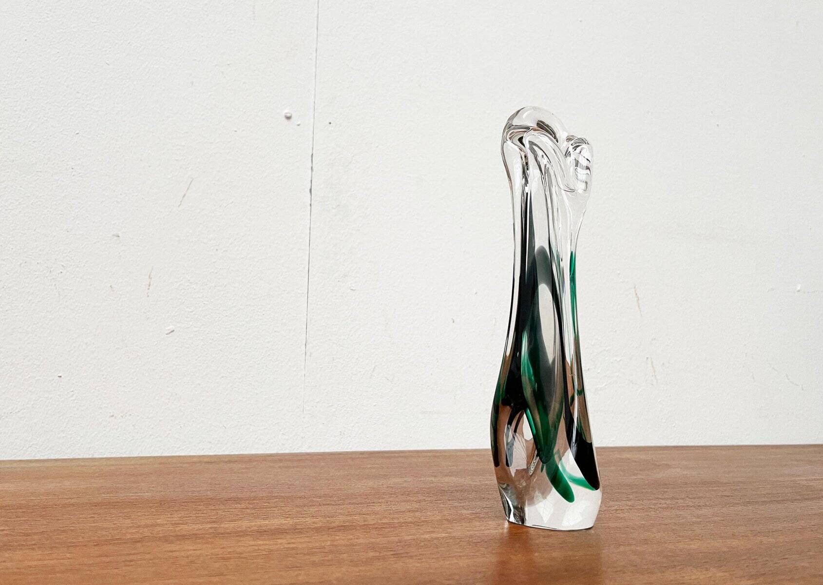 Vintage art glass vase by Max Verboeket for Kristalunie Maastricht, 1970s