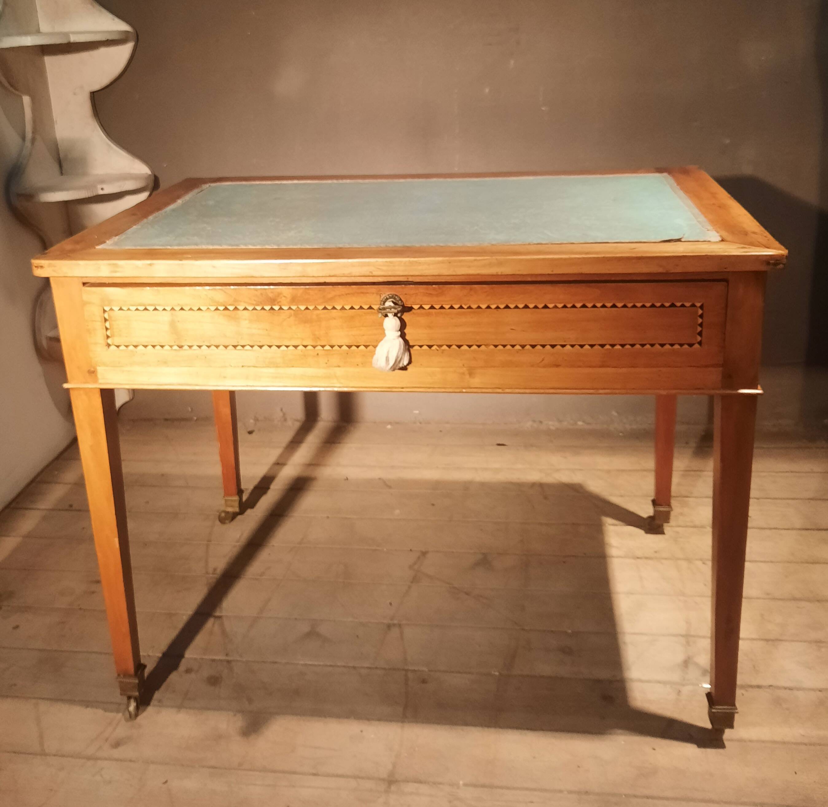 Yellow wooden writing table