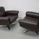 Pair of Vintage De Sede DS-31 Swivel Armchairs in Brown Leather
