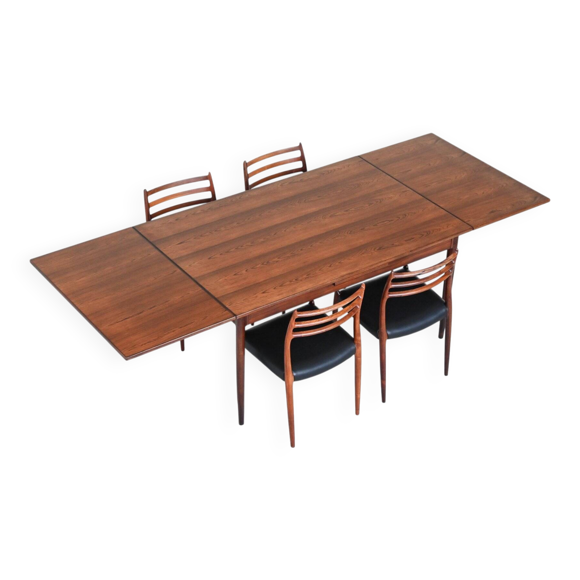Niels Otto Moller large extendable dining table in rosewood Denmark 1960