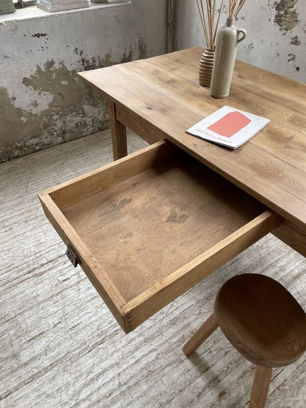 Table de ferme boucher chêne années 50
