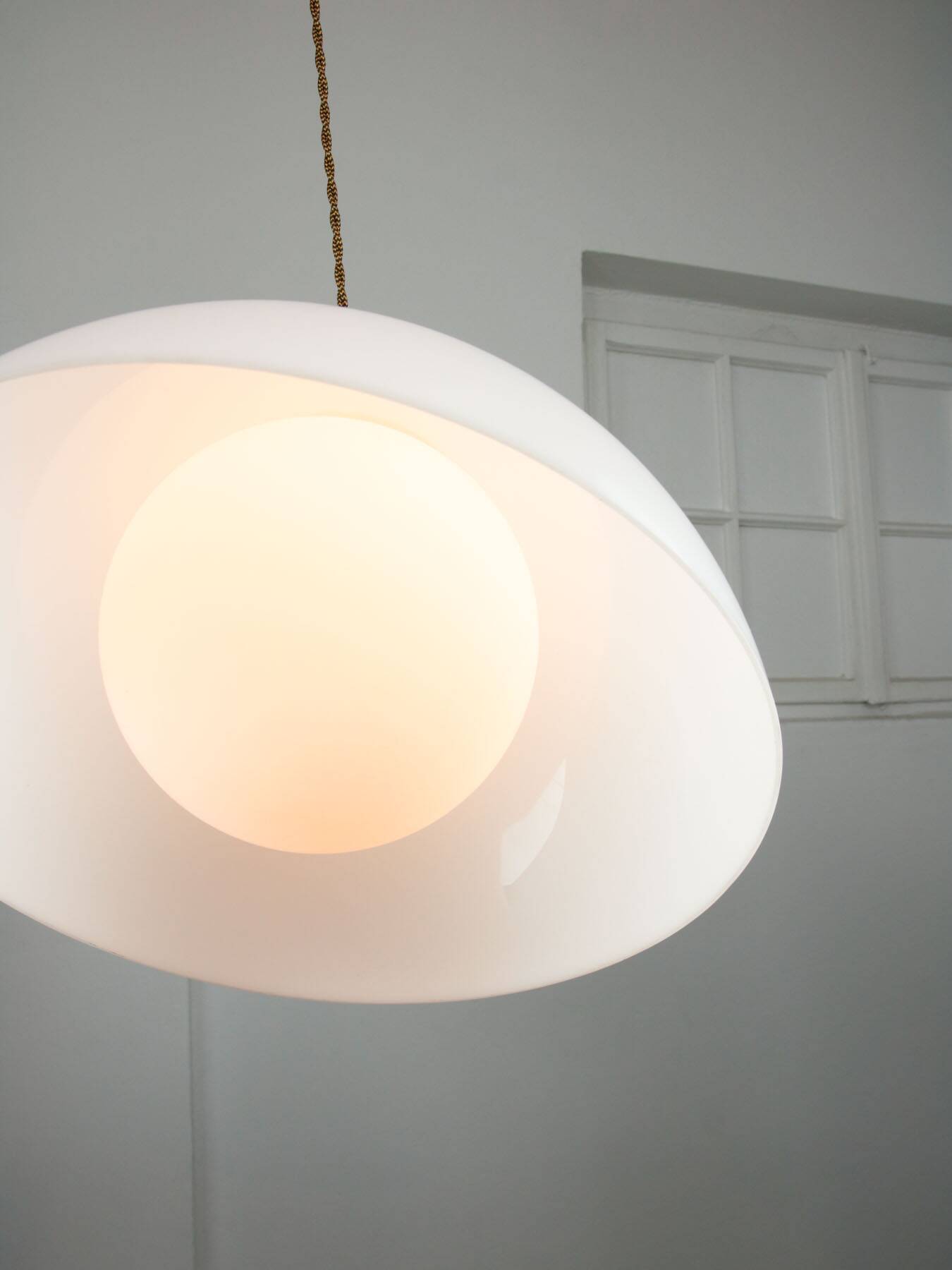 Italian Space Age Pendant in Brass and Acrylic Glass, 1970s