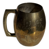Mug indien en métal doré gravé de motifs floraux H11