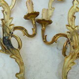 Two pairs of bronze wall light