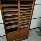50s-60s double curtain filing cabinet in oak