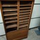 50s-60s double curtain filing cabinet in oak