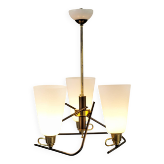 Italian chandelier with three opalines, 1950