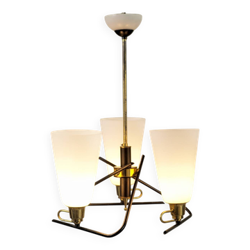 Lustre italien à trois opalines, 1950
