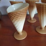 Set of 5 bormioli rocco embossed glass ice cream cups made in vintage Italy
