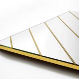Large, exceptional 1970s brass wall mirror with diagonal mirror strips