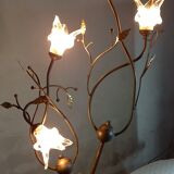 Wrought iron floor lamp and glass paste lampshade