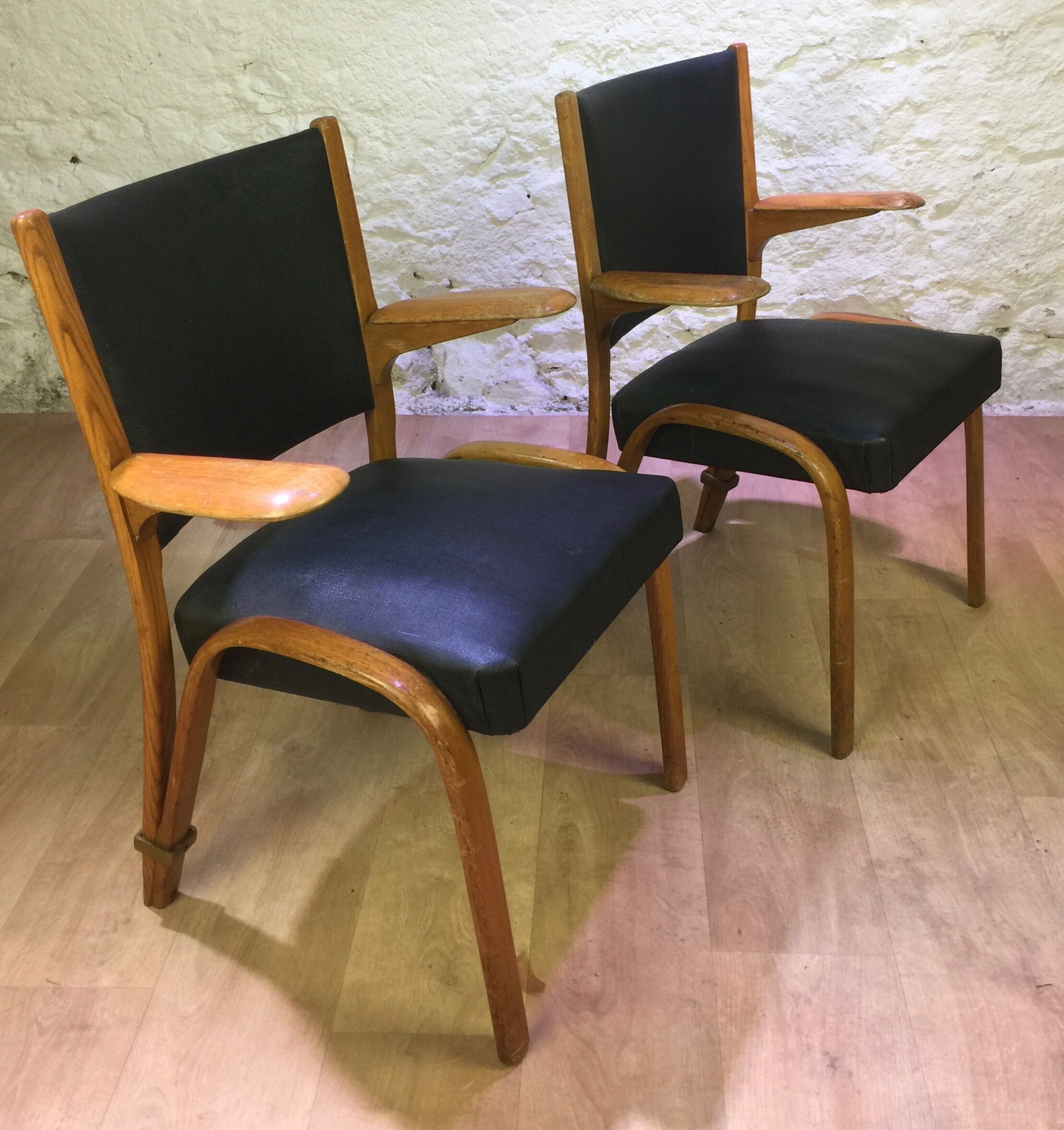 Pair of Bow Wood armchairs 1950s