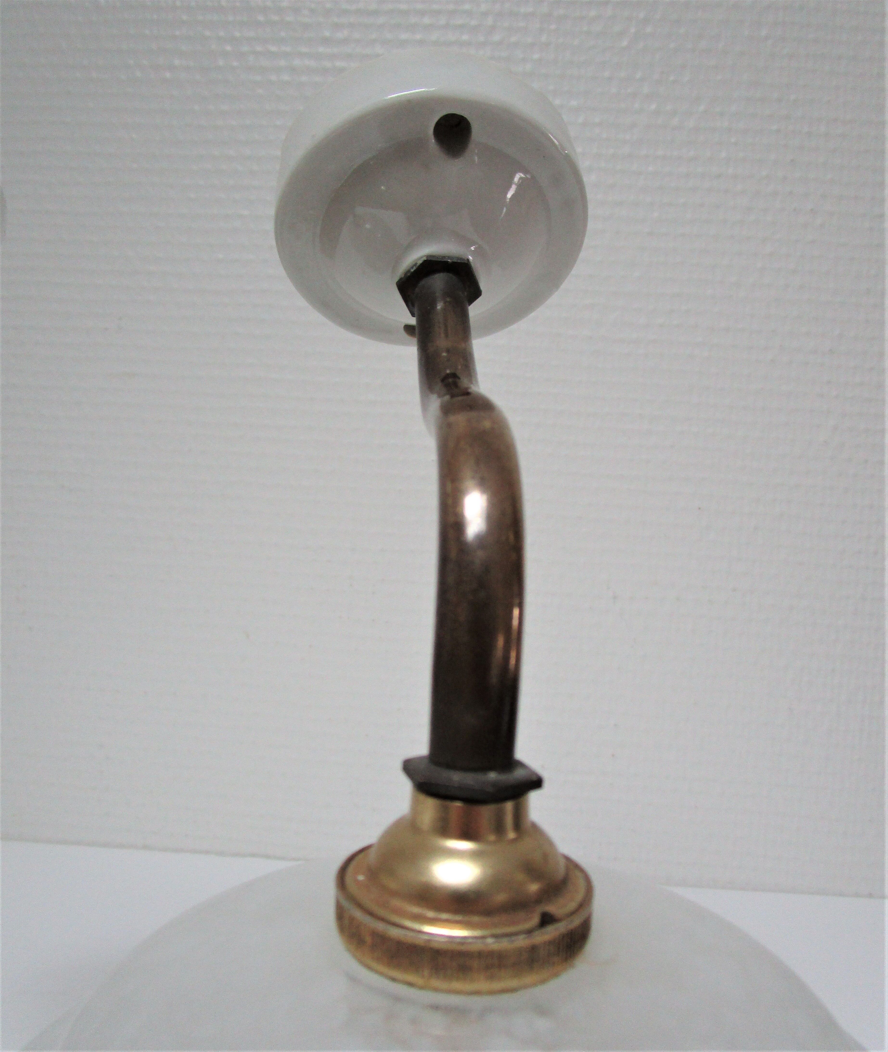 Pair of porcelain sconces brass glass of clchy white art deco