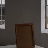 Mid-century pastel oil abstract painting, Danish artist, patinated wooden frame.