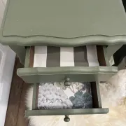 pair of wooden bedside tables