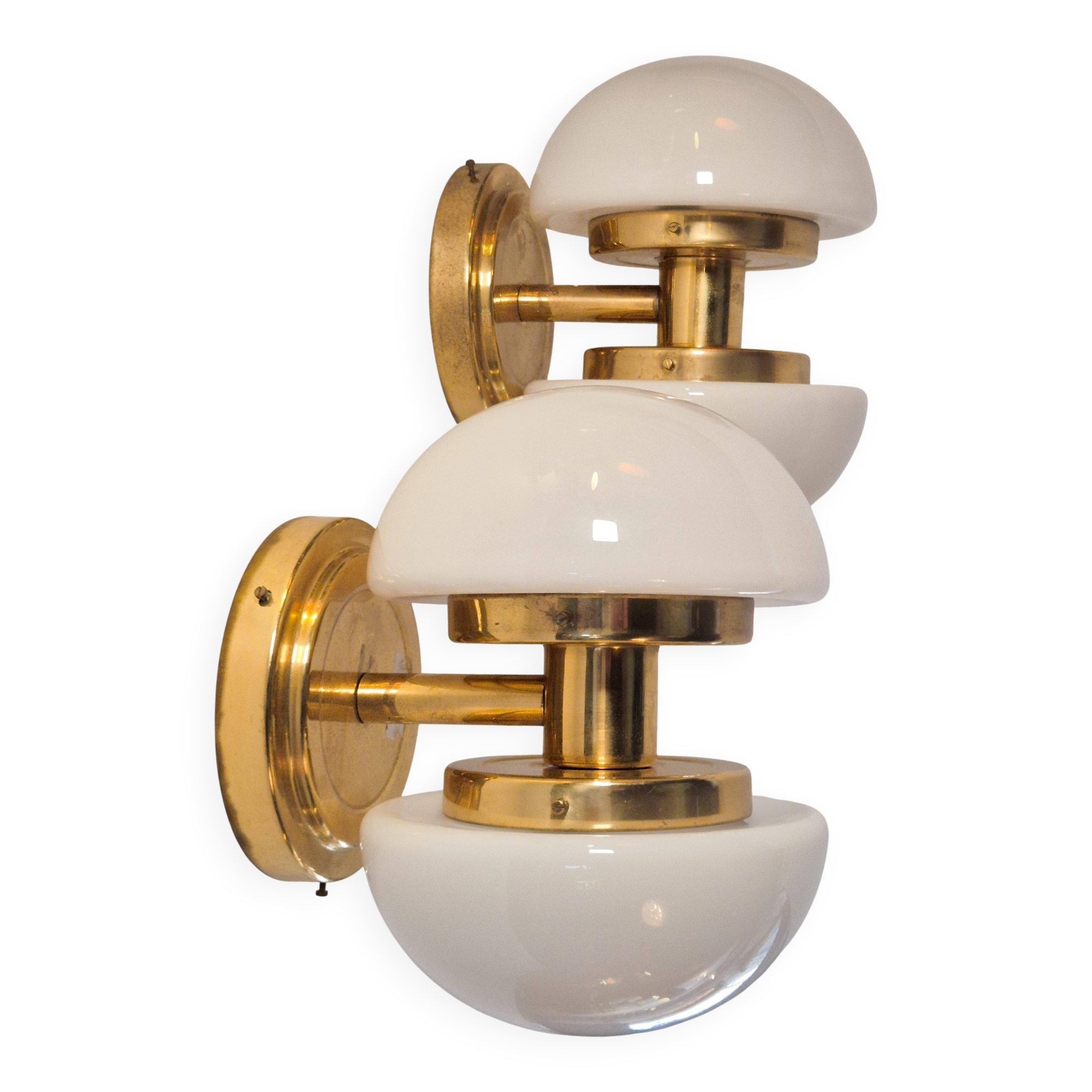 Wall/ceiling lamp in brass model "BAU" by Klaus Michalik, Midcentury.