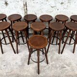 Set of 12 solid wood bar stools 1960 - 1970 vintage
