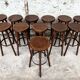 Set of 12 solid wood bar stools 1960 - 1970 vintage
