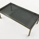 Brass coffee table with smoked glass top by Guy Lefevre, 1970s