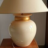 large beige and gold Raku ceramic living room lamp by Robert Kostka