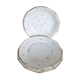 3 plats ronds en porcelaine fleurie et or