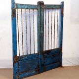 Old burmese teak gate with openwork wrought iron panels