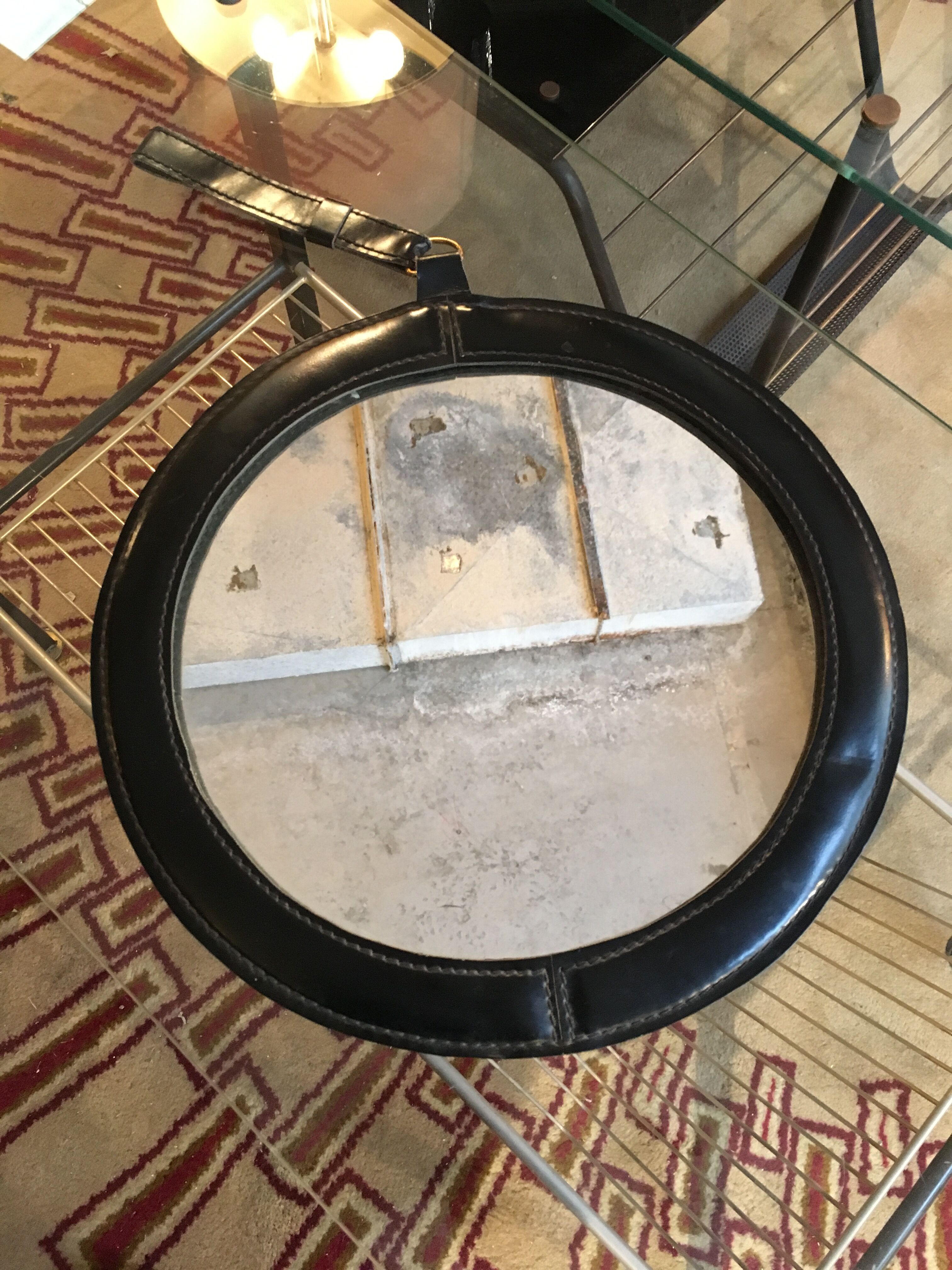 Leather mirror with clip