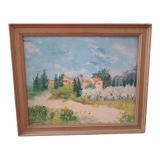Oil on panel signed-landscape