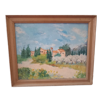 Oil on panel signed-landscape