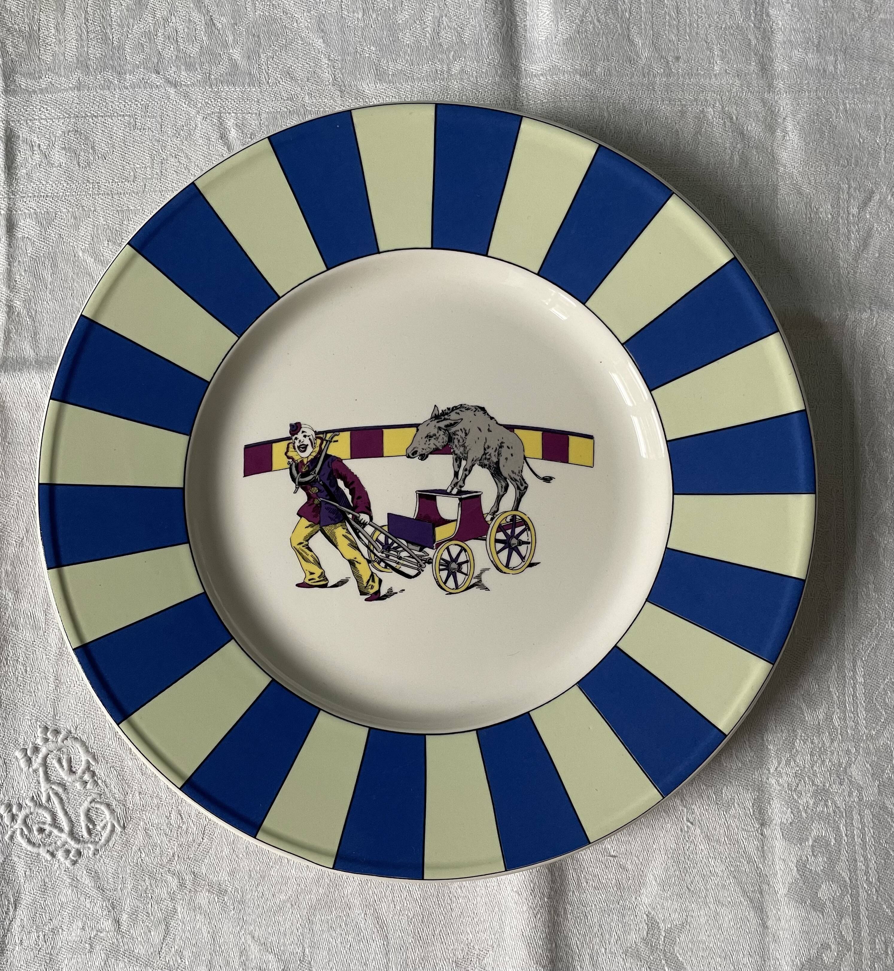 Series of 6 K&G Lunéville dessert plates, circus theme