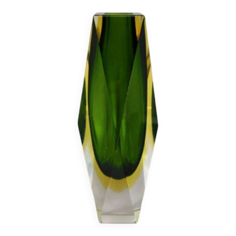 1960s Astonishing Green Vase By Flavio Poli for Seguso. Made in Italy